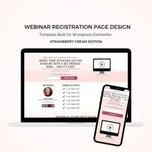 Elementor Template page webinar registration Strawberry Cream