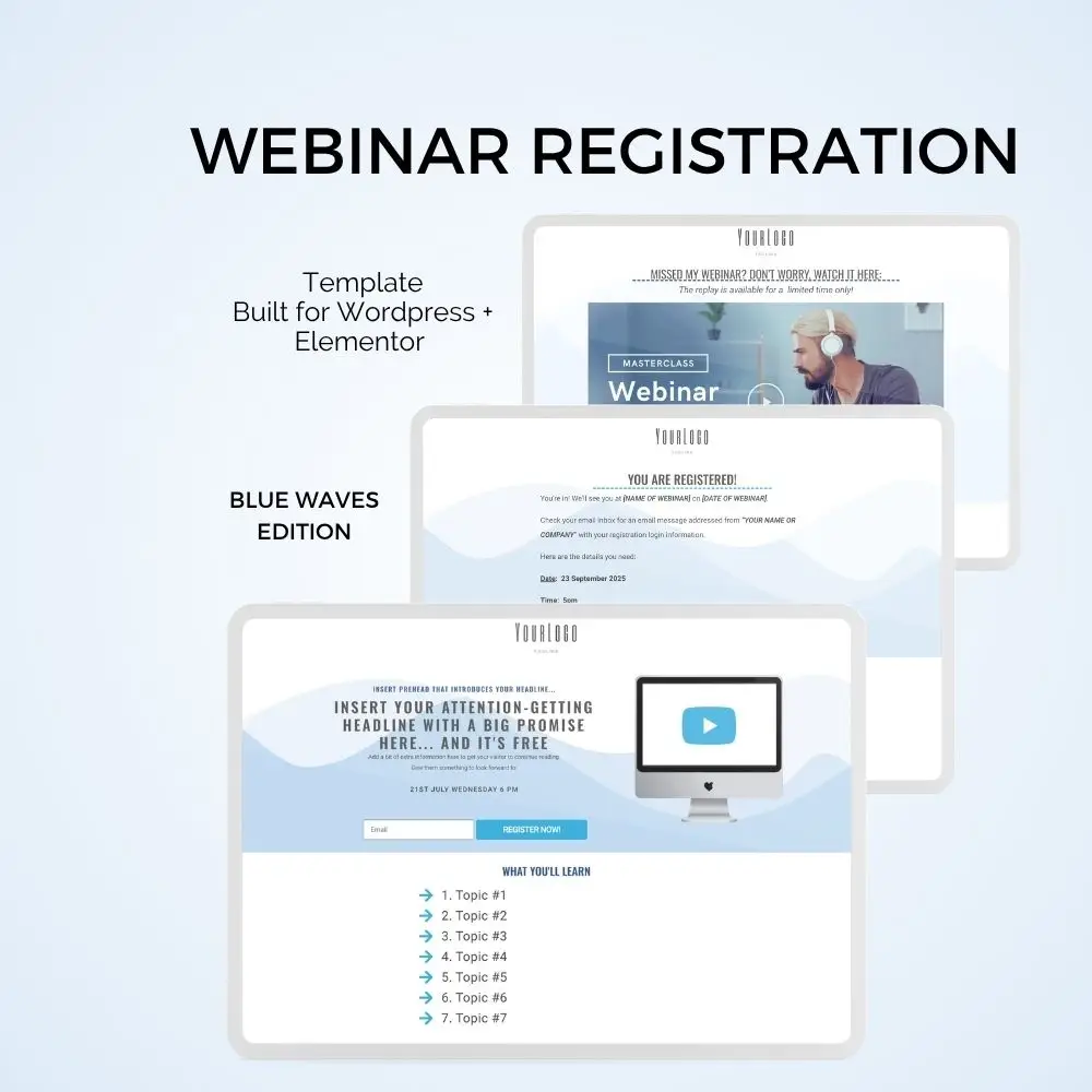 Elementor Template Webinar Blue