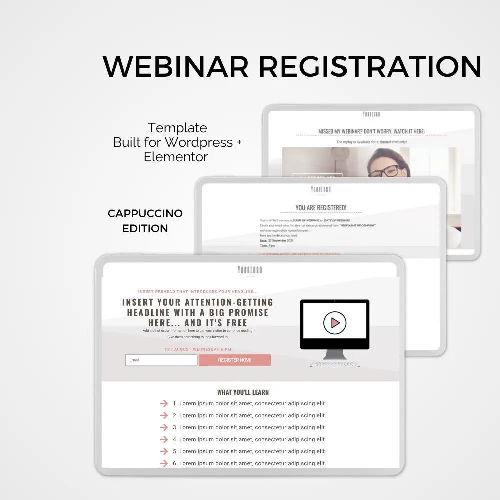 Elementor Template Webinar Cappuccino