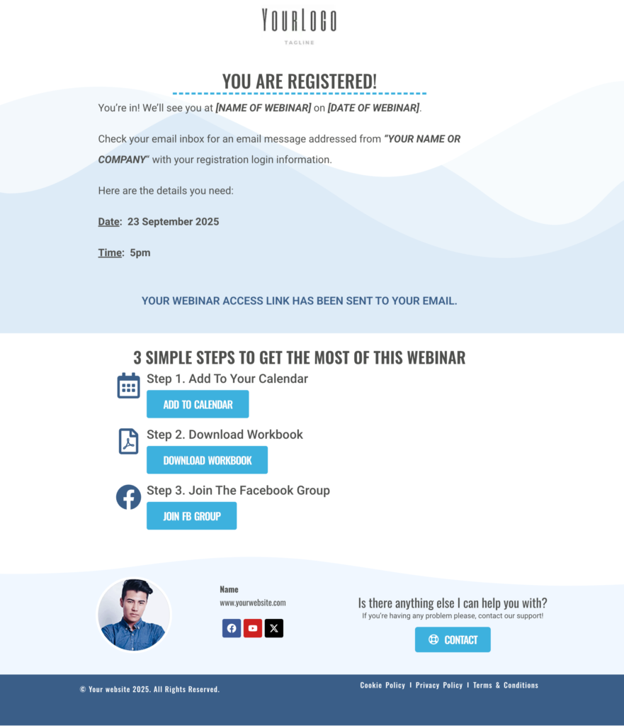 Webinar Thank You Registration Template