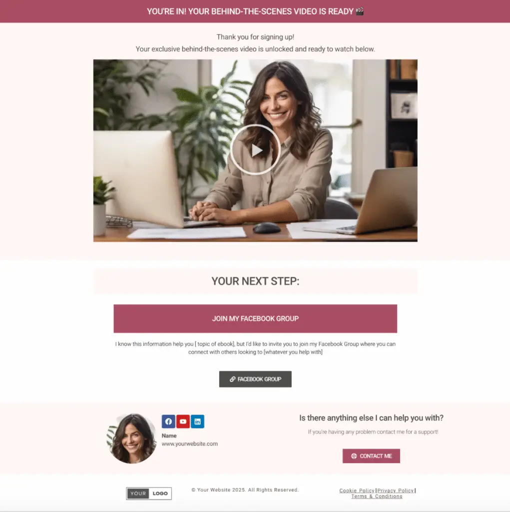 Thank You Page Strawberry Cream